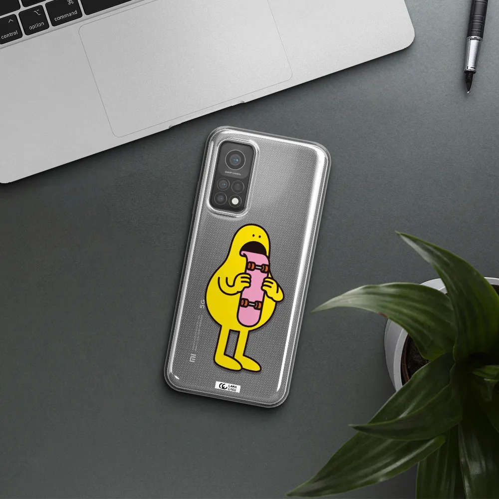 a cartoon character holding a skateboard Xiaomi Mi 10 T Pro Clear TPU Case