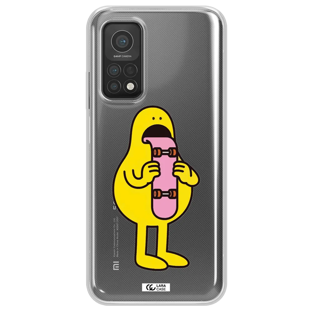 a cartoon character holding a skateboard Xiaomi Mi 10T Clear TPU Case