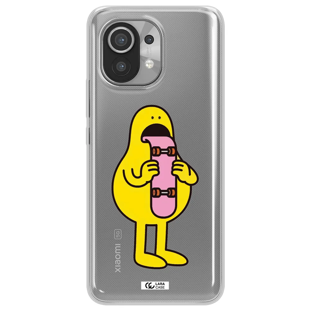 a cartoon character holding a skateboard Xiaomi Mi 11 Clear TPU Case