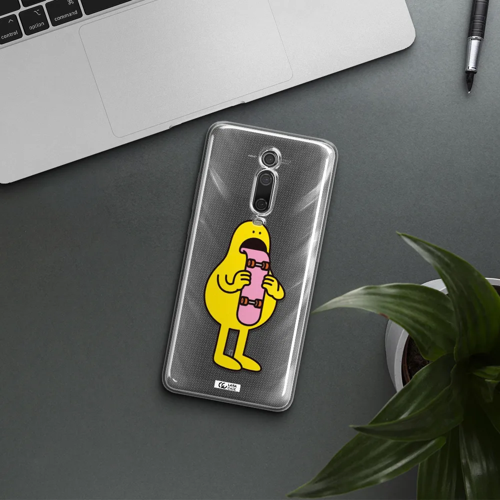 a cartoon character holding a skateboard Xiaomi Mi 9T Clear TPU Case