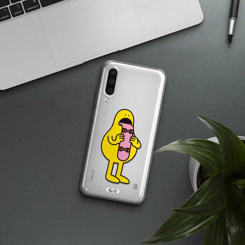 A Cartoon Character Holding A Skateboard Xiaomi Mi A3 Clear Tpu Case