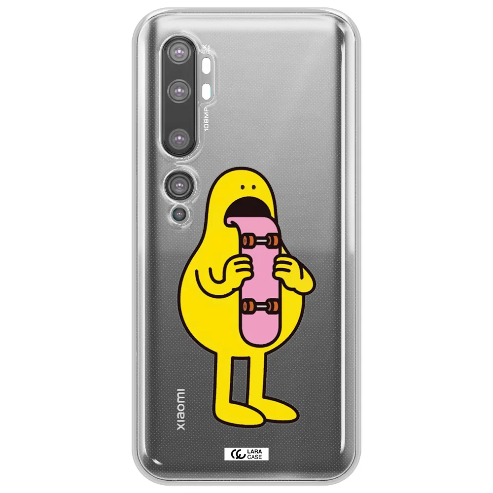 a cartoon character holding a skateboard Xiaomi Mi Note 10 Clear TPU Case