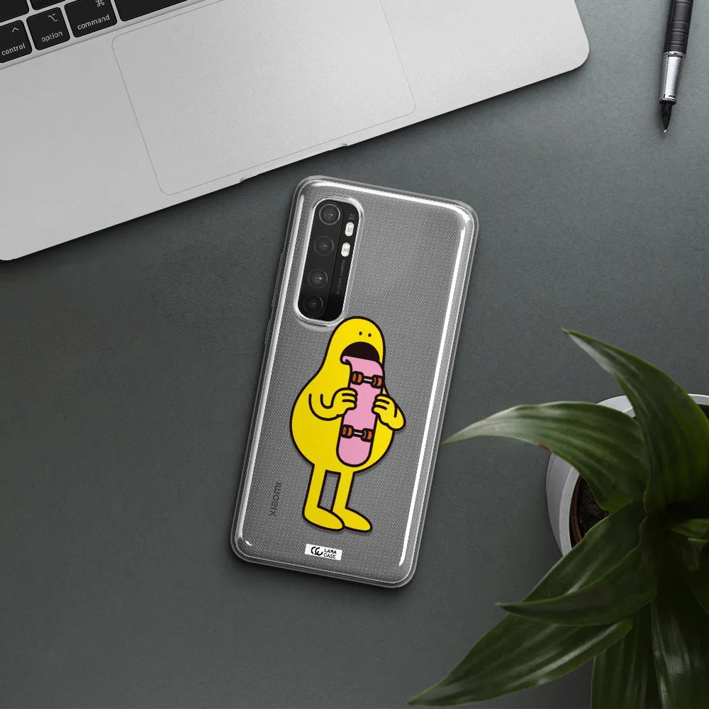 a cartoon character holding a skateboard Xiaomi Mi Note 10 Lite Clear TPU Case