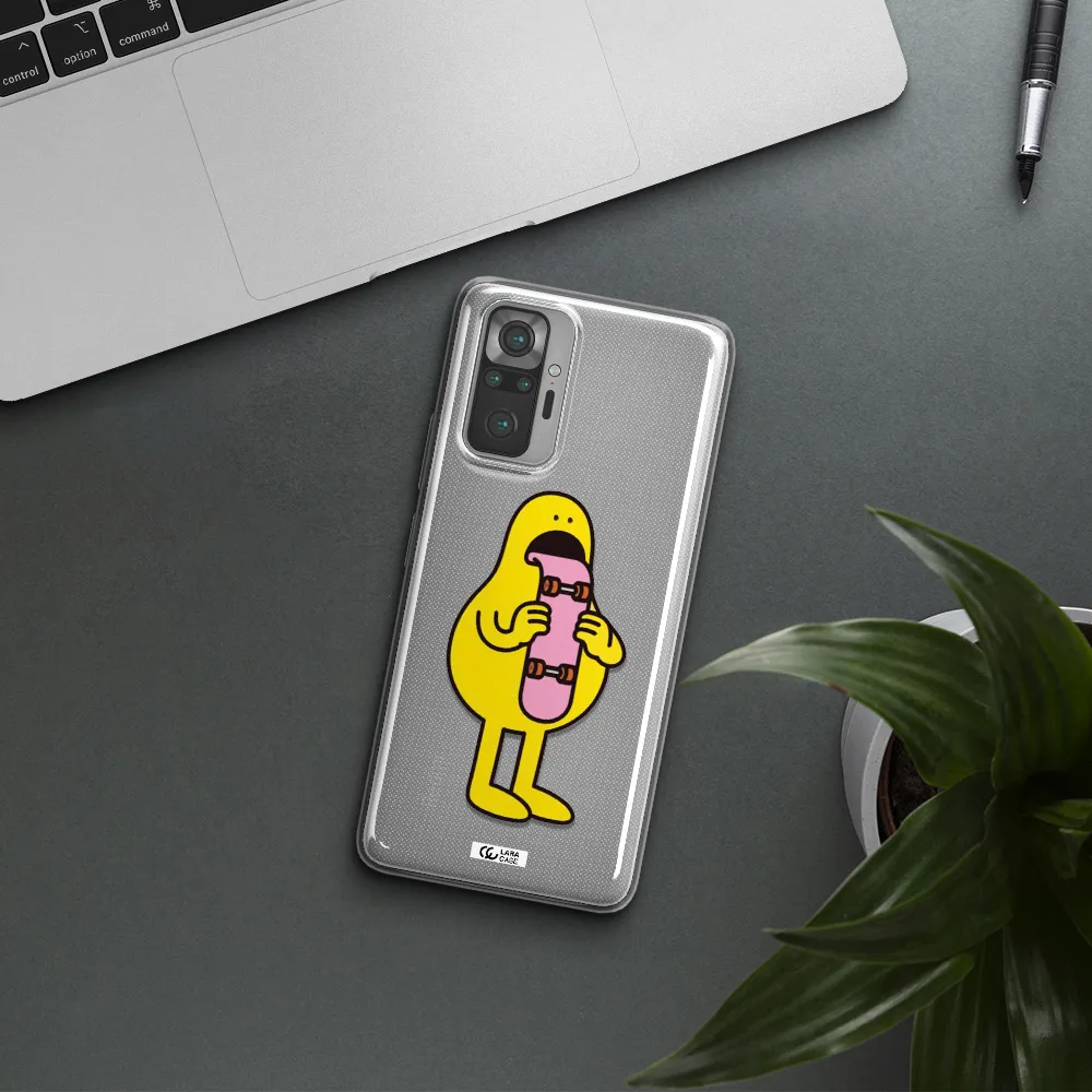 a cartoon character holding a skateboard Xiaomi Note 10 Pro Clear TPU Case