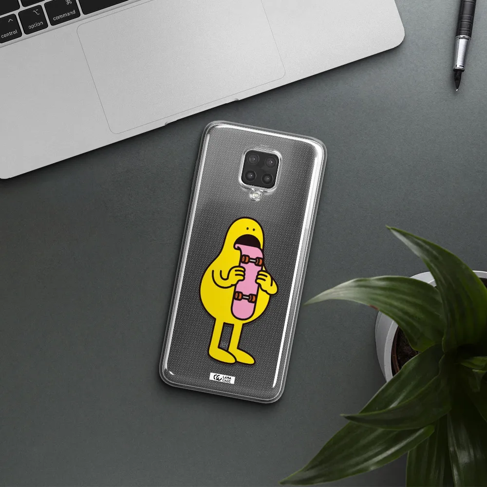 a cartoon character holding a skateboard Xiaomi Note 9 Pro Clear TPU Case