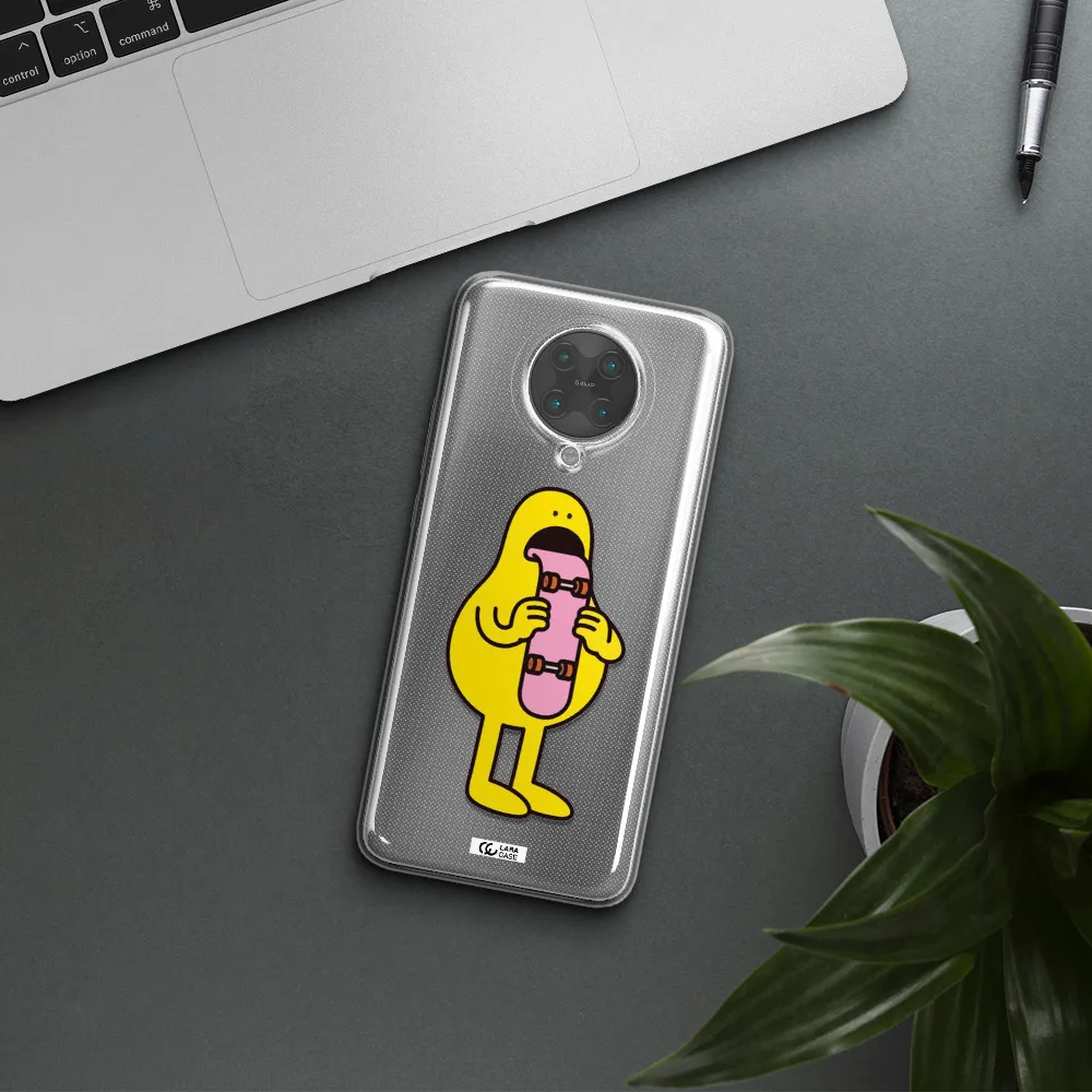 a cartoon character holding a skateboard Xiaomi Poco F2 Pro Clear TPU Case