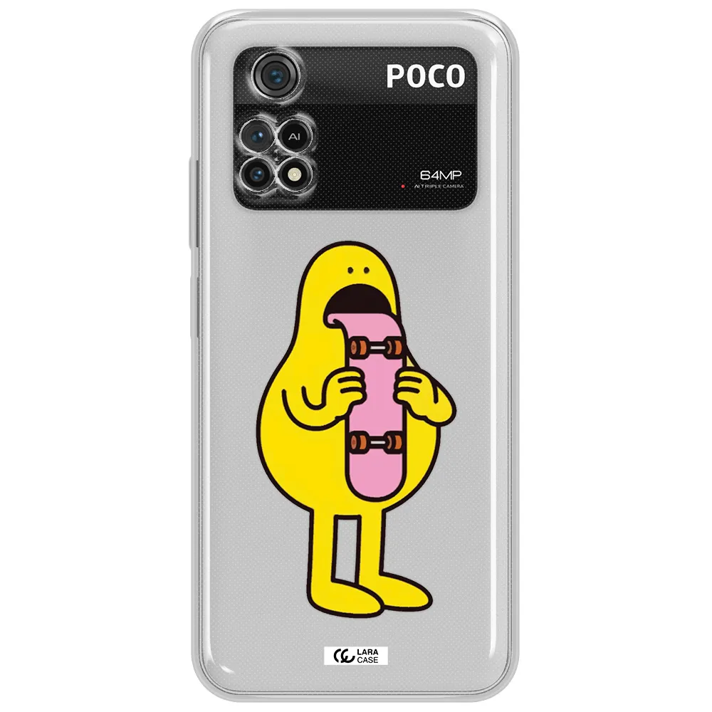 A Cartoon Character Holding A Skateboard Xiaomi Poco M4 Pro 4G Clear Tpu Case