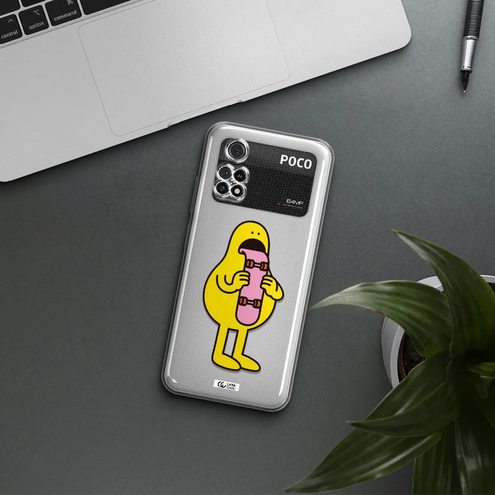 A Cartoon Character Holding A Skateboard Xiaomi Poco M4 Pro 4G Clear Tpu Case