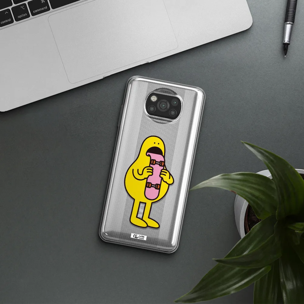 a cartoon character holding a skateboard Xiaomi Poco X3 Clear TPU Case