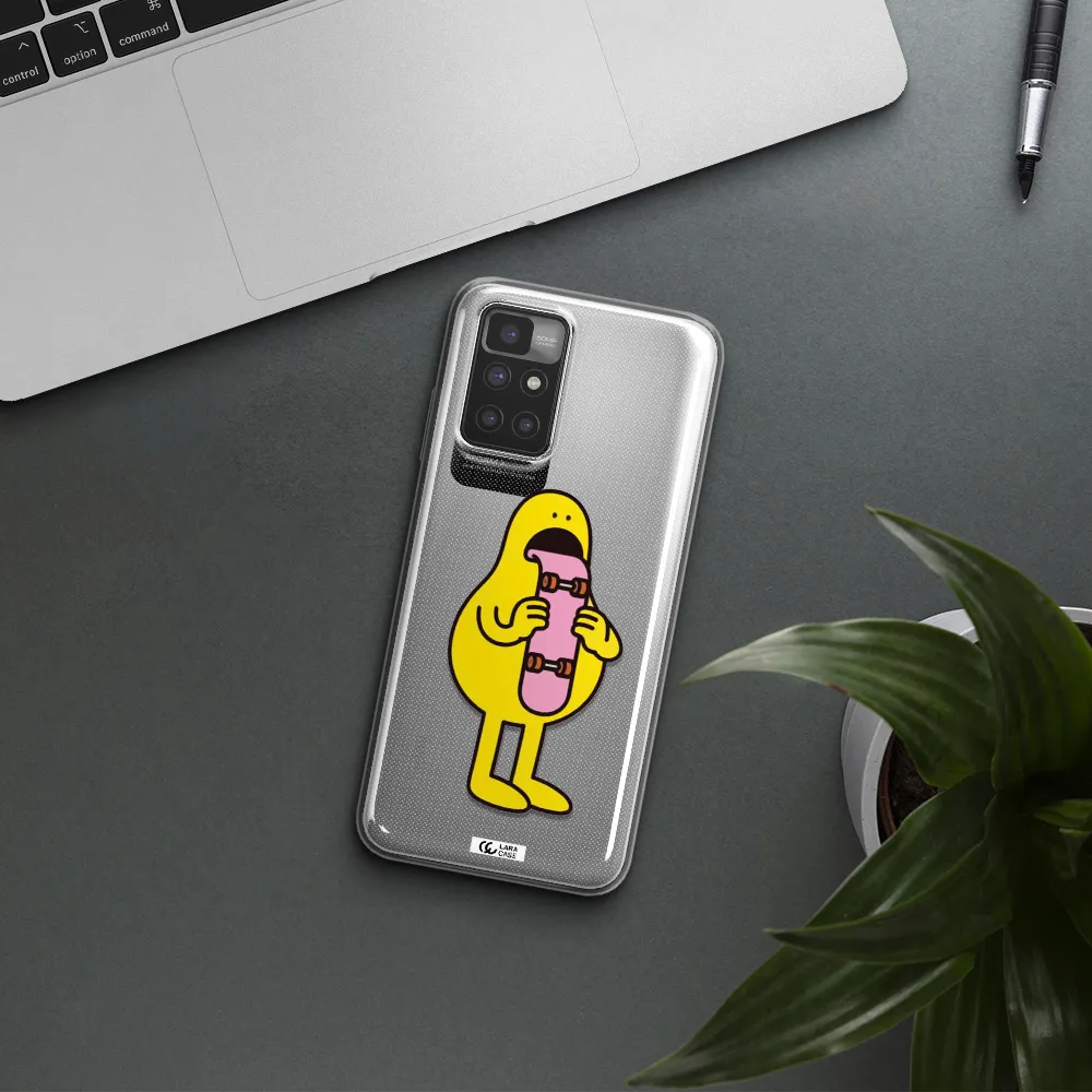 a cartoon character holding a skateboard Xiaomi Redmi 10 Clear TPU Case