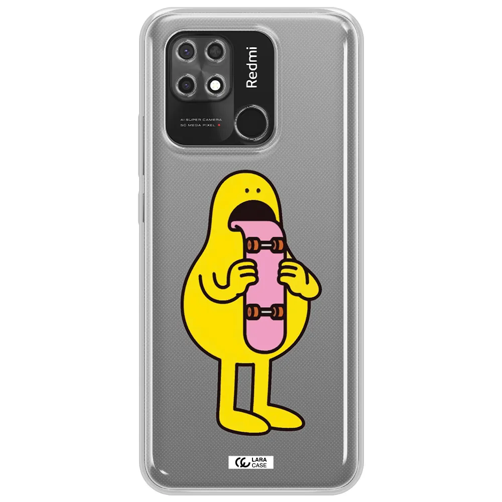 a cartoon character holding a skateboard Xiaomi Redmi 10C Clear TPU Case