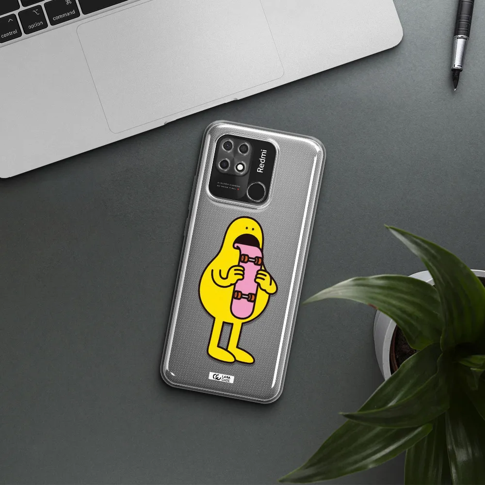 a cartoon character holding a skateboard Xiaomi Redmi 10C Clear TPU Case