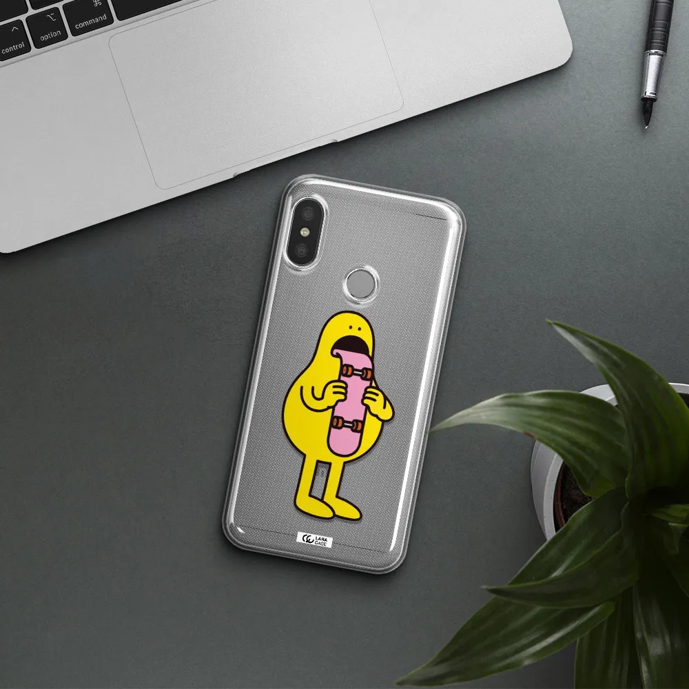 a cartoon character holding a skateboard Xiaomi Redmi 6 Pro Clear TPU Case