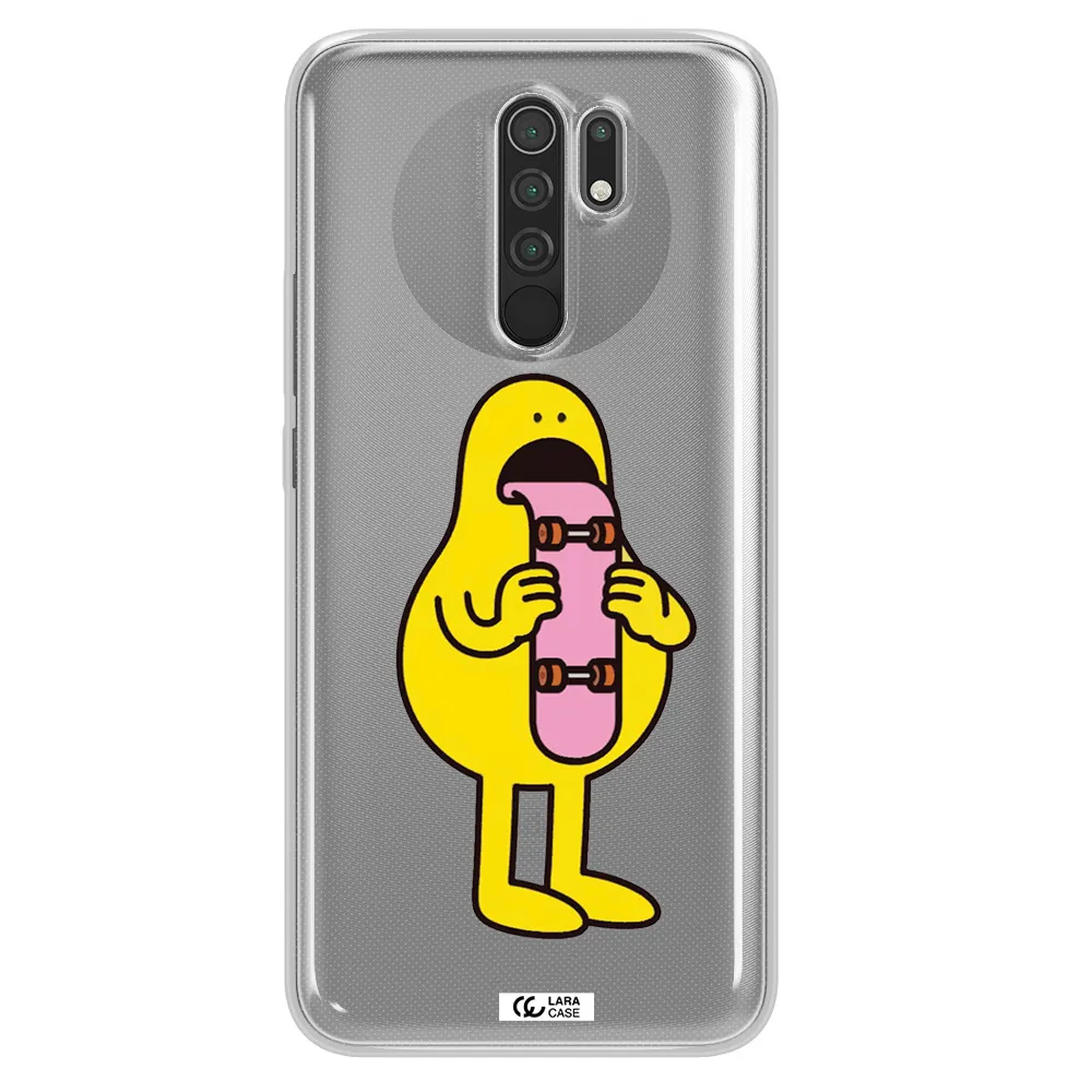 a cartoon character holding a skateboard Xiaomi Redmi 9 Clear TPU Case