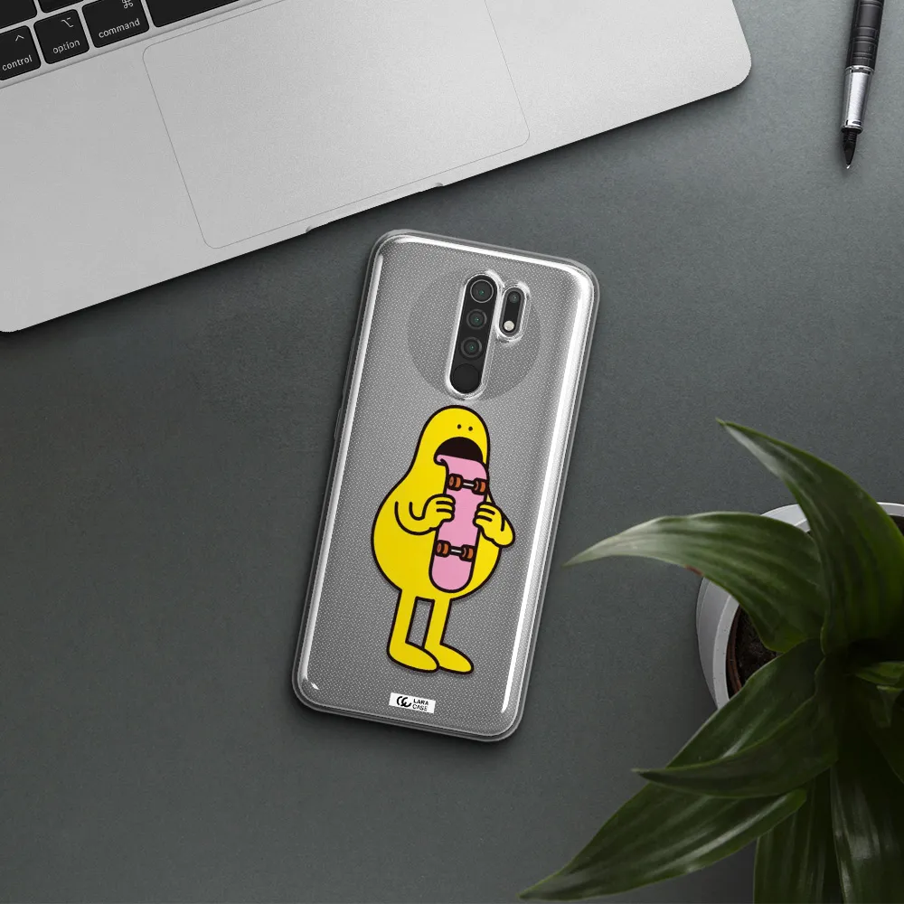 a cartoon character holding a skateboard Xiaomi Redmi 9 Clear TPU Case