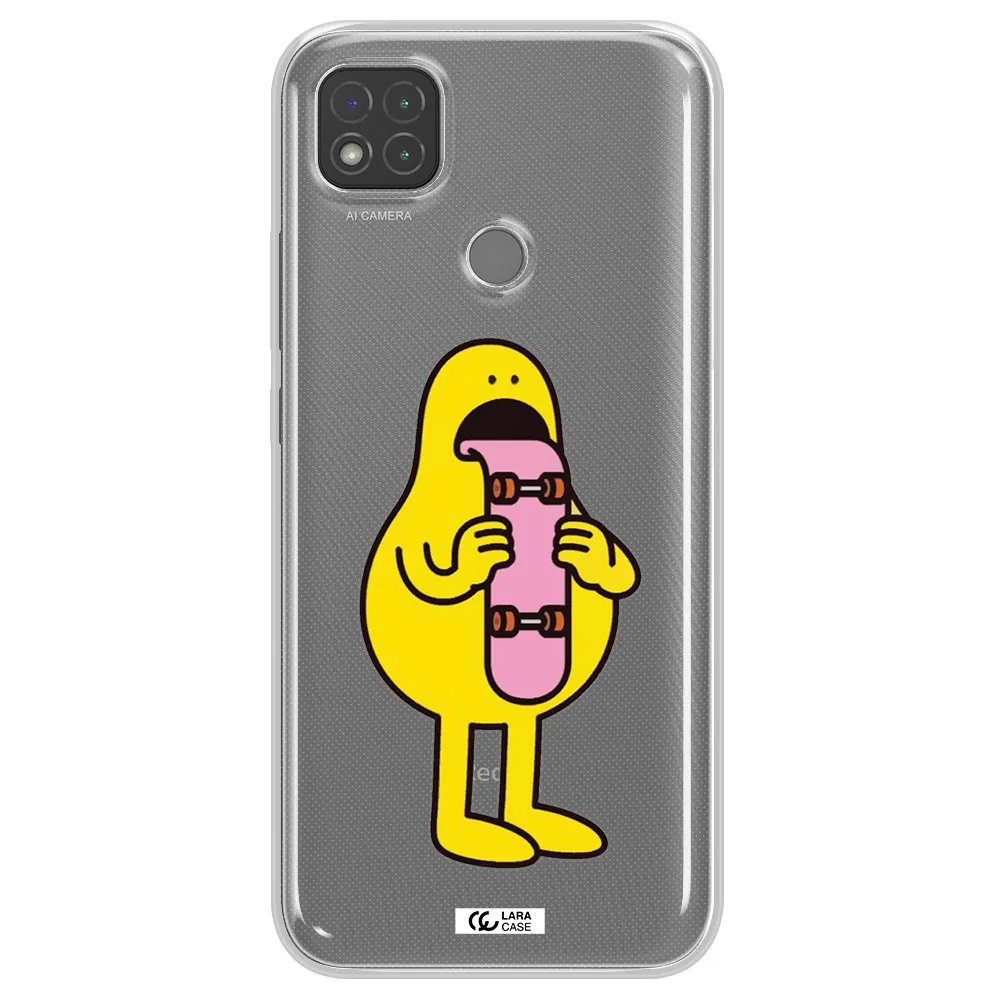 a cartoon character holding a skateboard Xiaomi Redmi 9C Clear TPU Case