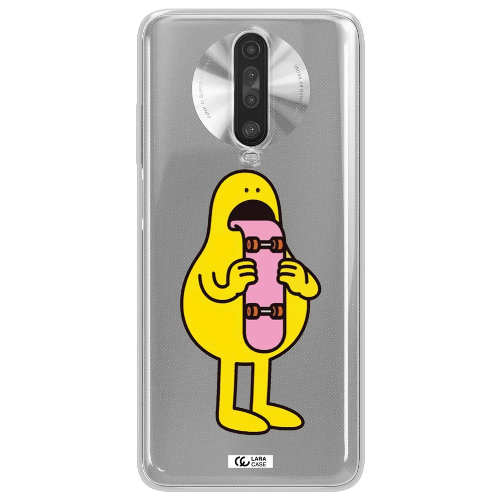 a cartoon character holding a skateboard Xiaomi Redmi K30 Clear TPU Case