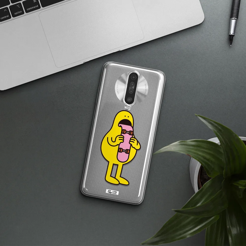 a cartoon character holding a skateboard Xiaomi Redmi K30 Clear TPU Case