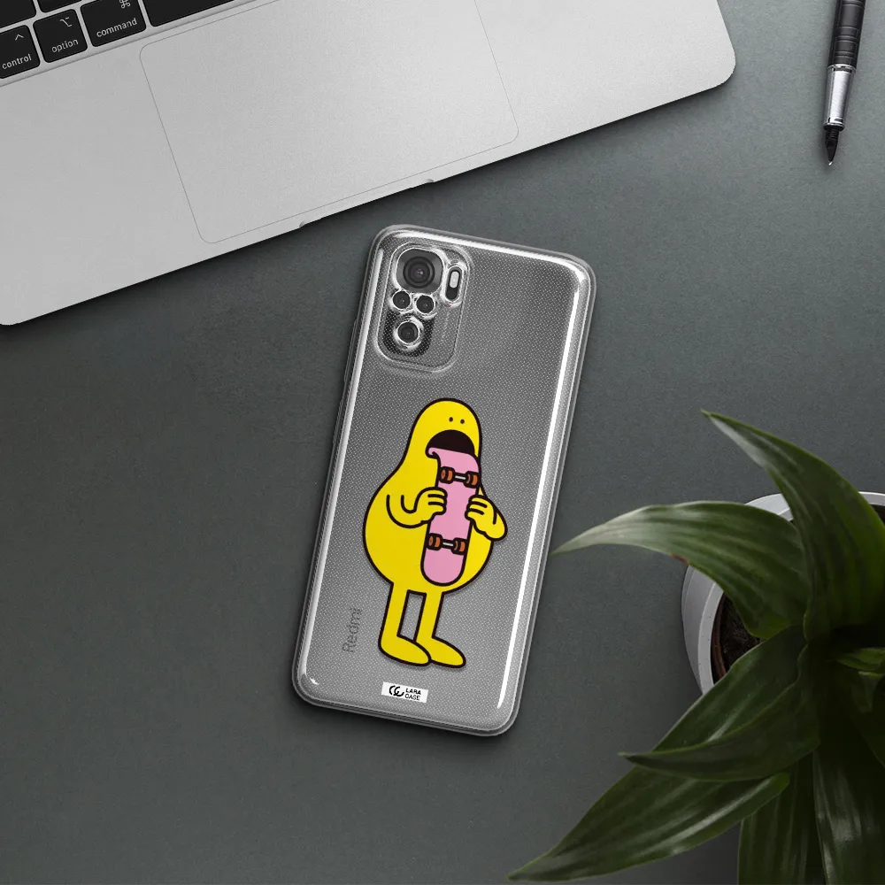 A Cartoon Character Holding A Skateboard Xiaomi Redmi Note 10S Clear Tpu Case