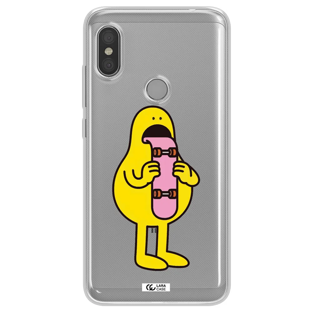 a cartoon character holding a skateboard Xiaomi Redmi Note 6 Pro Clear TPU Case