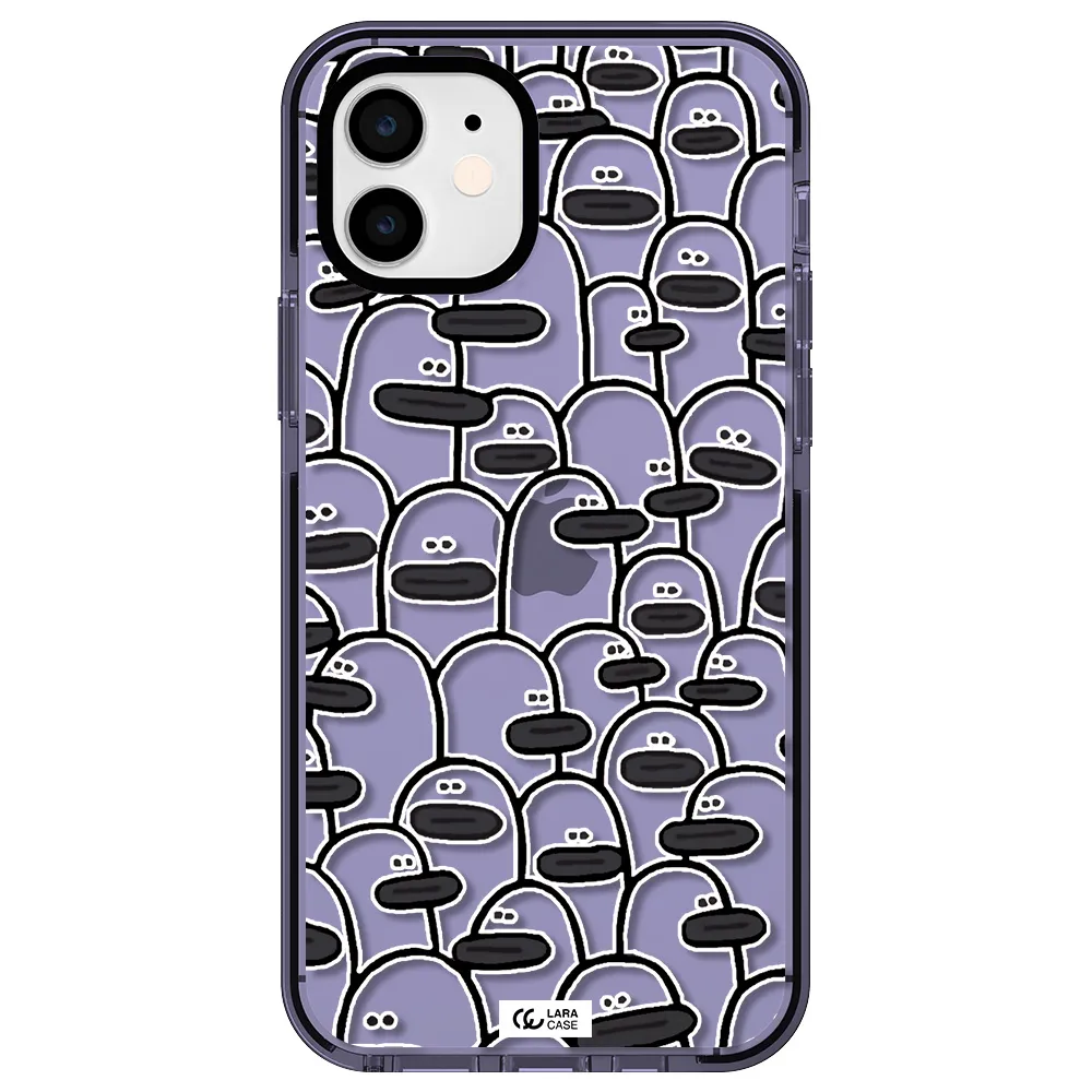 a group of white and black cartoon characters Apple iPhone 11 impact Lilac Case