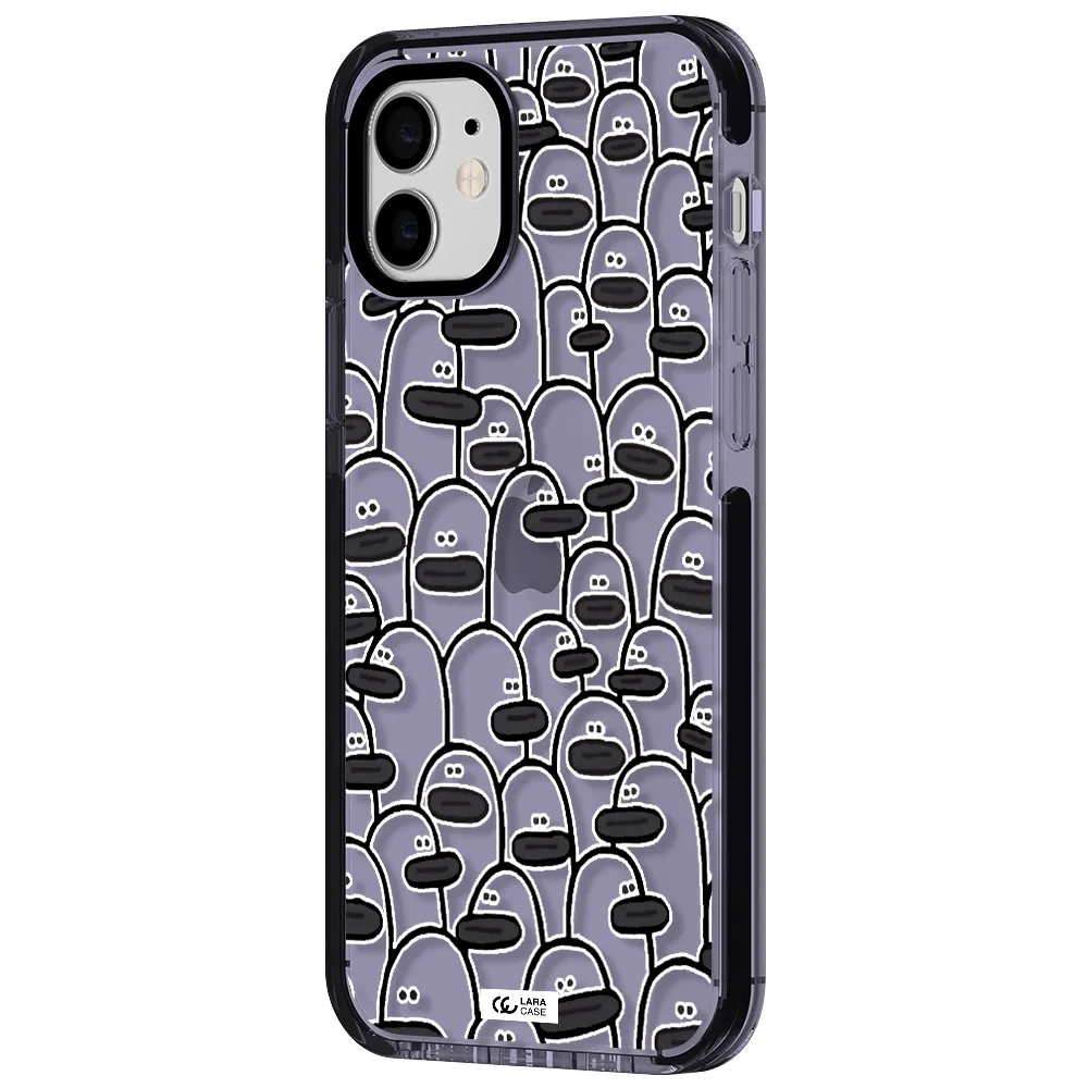 a group of white and black cartoon characters Apple iPhone 11 impact Lilac Case