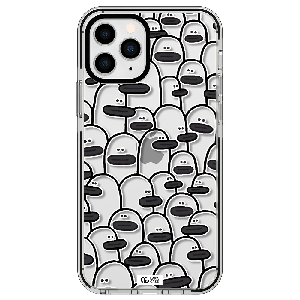 a group of white and black cartoon characters Apple iPhone 11 pro impact black border Case
