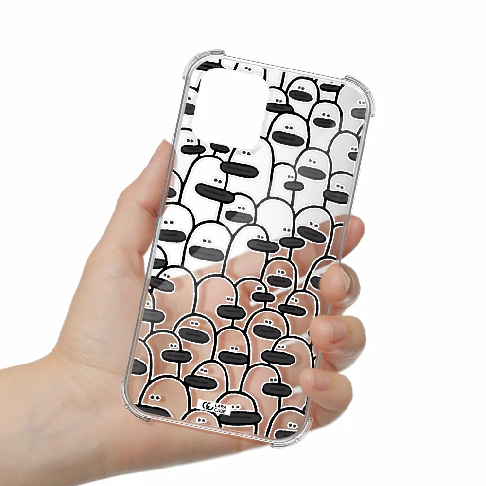 a group of white and black cartoon characters Apple iPhone 11 pro max Clear PC Case