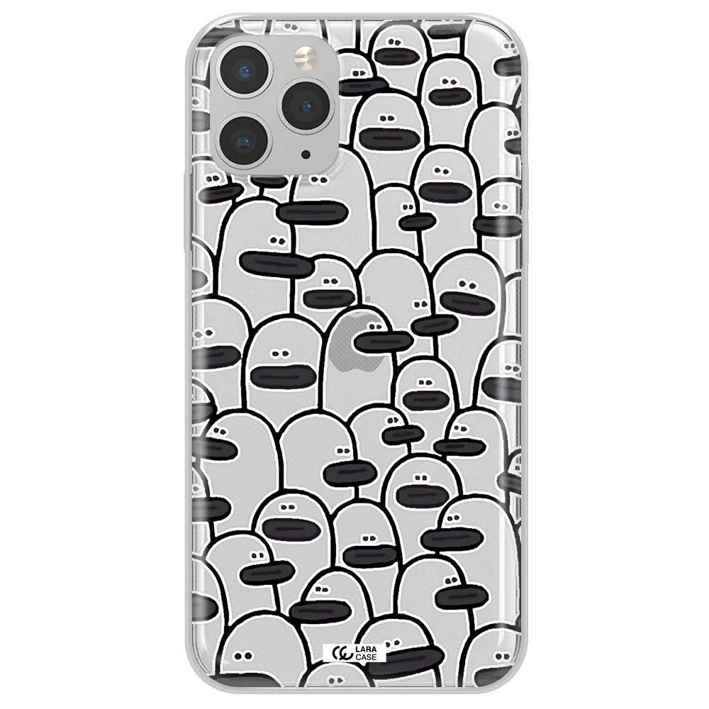 a group of white and black cartoon characters Apple iPhone 11 pro max Clear TPU Case