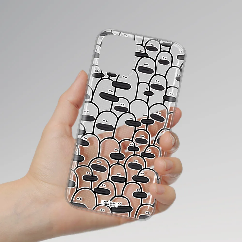 a group of white and black cartoon characters Apple iPhone 11 pro max Clear TPU Case