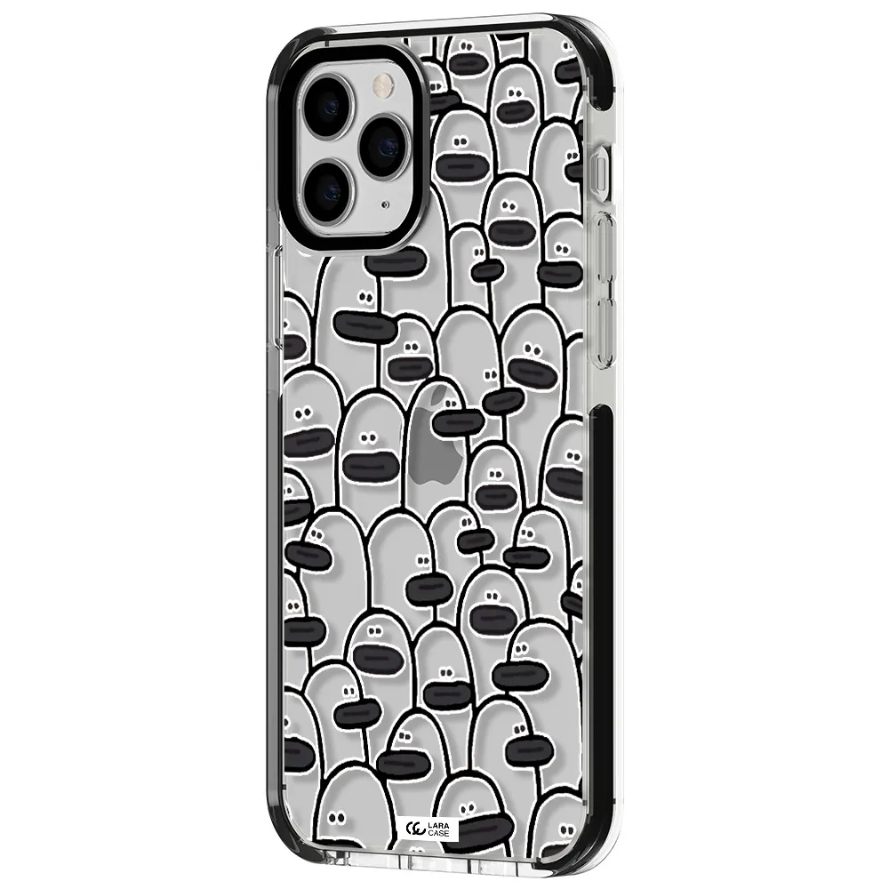 a group of white and black cartoon characters Apple iPhone 11 pro max impact black border Case