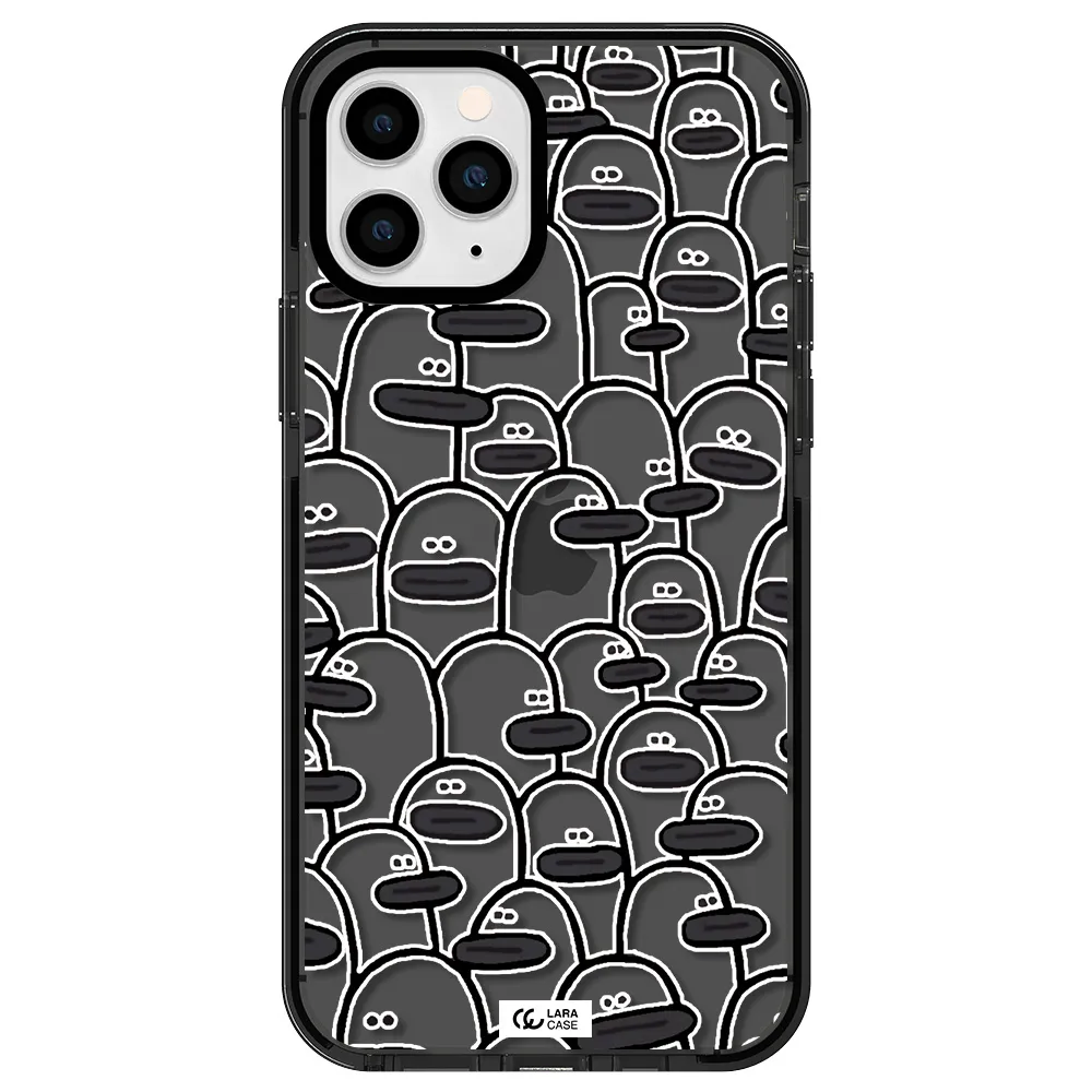 a group of white and black cartoon characters Apple iPhone 11 pro max impact Smoke Black Case