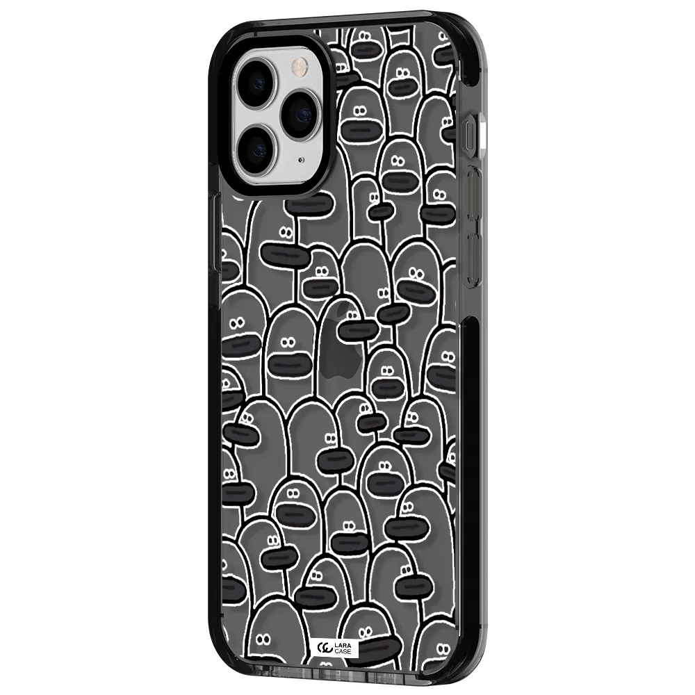 a group of white and black cartoon characters Apple iPhone 11 pro max impact Smoke Black Case