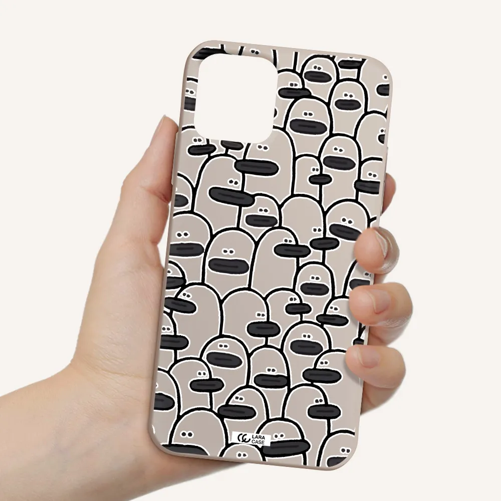 a group of white and black cartoon characters Apple iPhone 11 pro max Silicone Stone Case