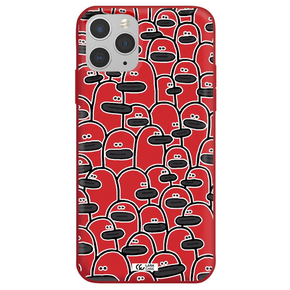 a group of white and black cartoon characters Apple iPhone 11 pro Silicone Imperial Red Case
