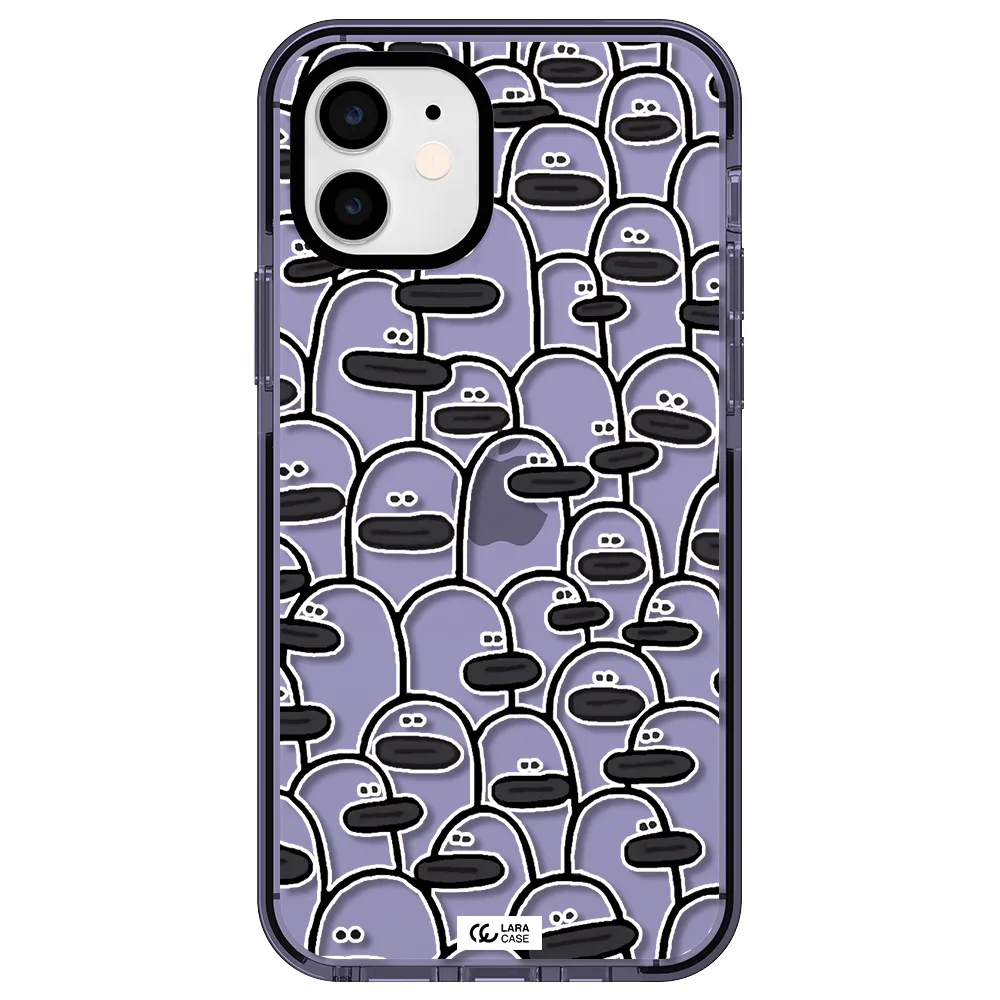 a group of white and black cartoon characters Apple iPhone 12 impact Lilac Case