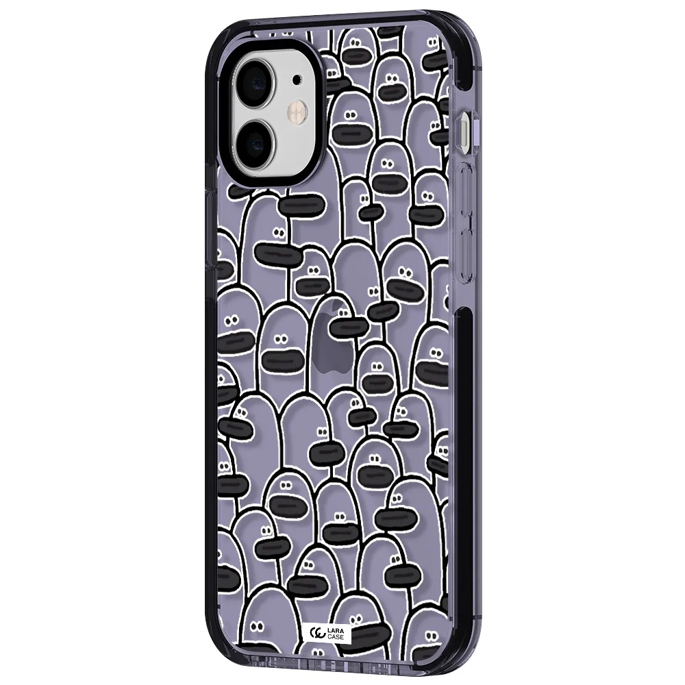 a group of white and black cartoon characters Apple iPhone 12 impact Lilac Case