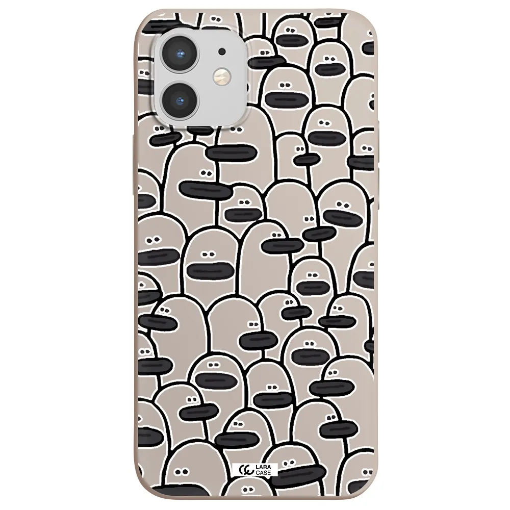a group of white and black cartoon characters Apple iPhone 12 mini Silicone Stone Case