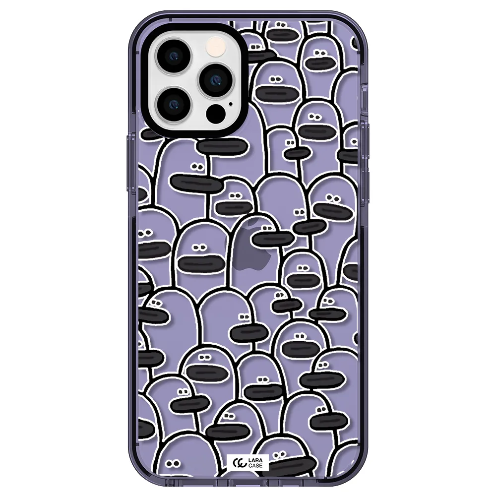 a group of white and black cartoon characters Apple iPhone 12 pro impact Lilac Case