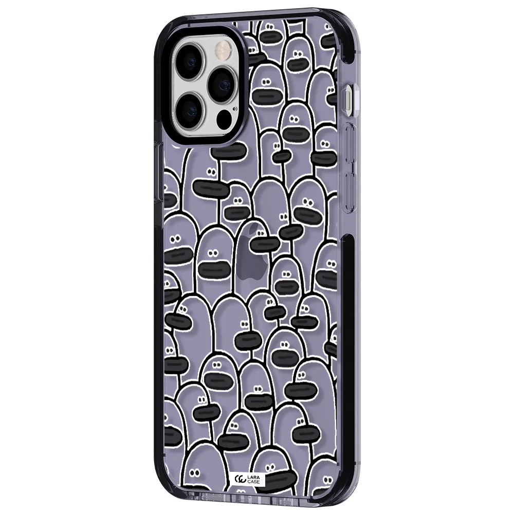a group of white and black cartoon characters Apple iPhone 12 pro impact Lilac Case