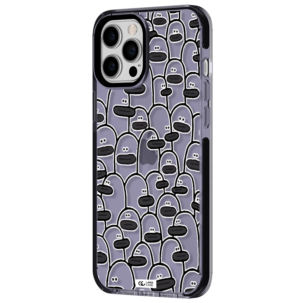 a group of white and black cartoon characters Apple iPhone 12 pro max impact Lilac Case