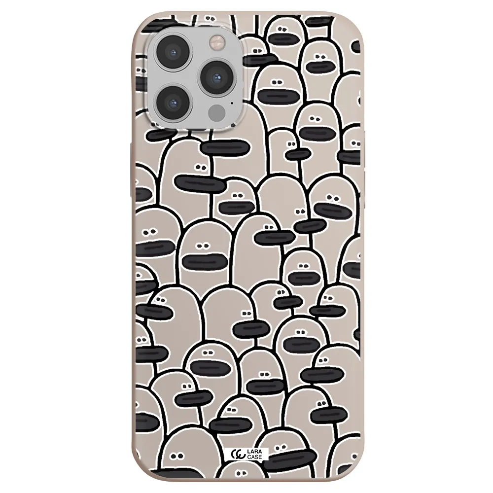 a group of white and black cartoon characters Apple iPhone 12 pro max Silicone Stone Case