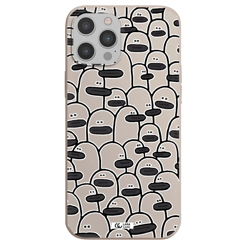 a group of white and black cartoon characters Apple iPhone 12 pro Silicone Stone Case