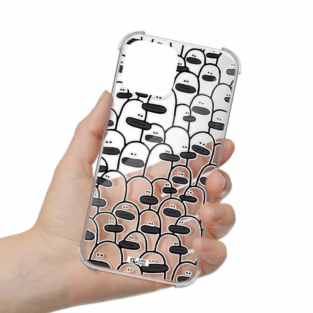 a group of white and black cartoon characters Apple iPhone 13 Clear PC Case