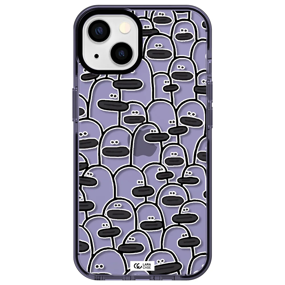 a group of white and black cartoon characters Apple iPhone 13 impact Lilac Case