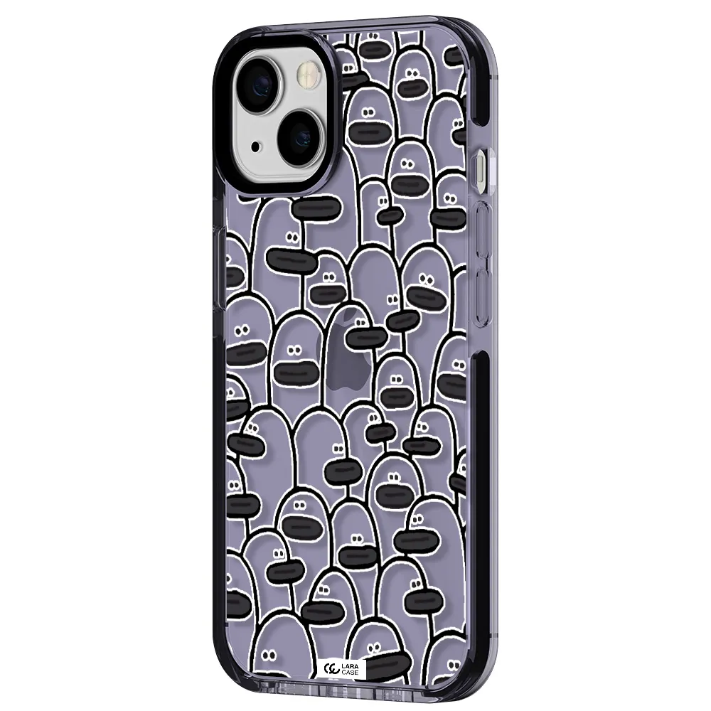 a group of white and black cartoon characters Apple iPhone 13 impact Lilac Case