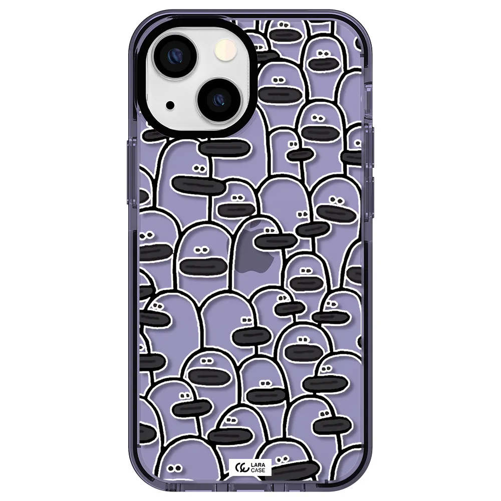 a group of white and black cartoon characters Apple iPhone 13 mini impact Lilac Case