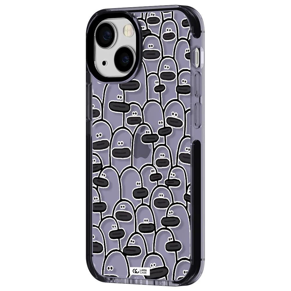 a group of white and black cartoon characters Apple iPhone 13 mini impact Lilac Case