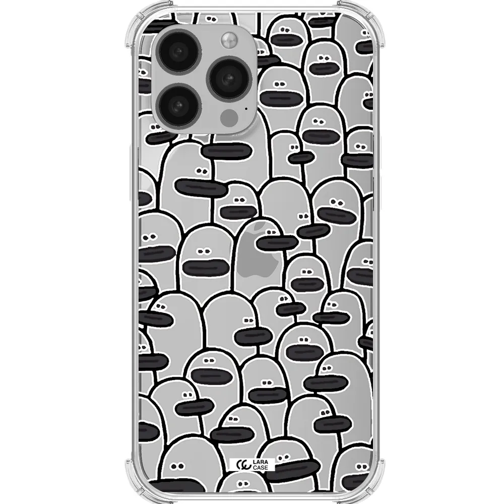 a group of white and black cartoon characters Apple iPhone 13 Pro Clear PC Case