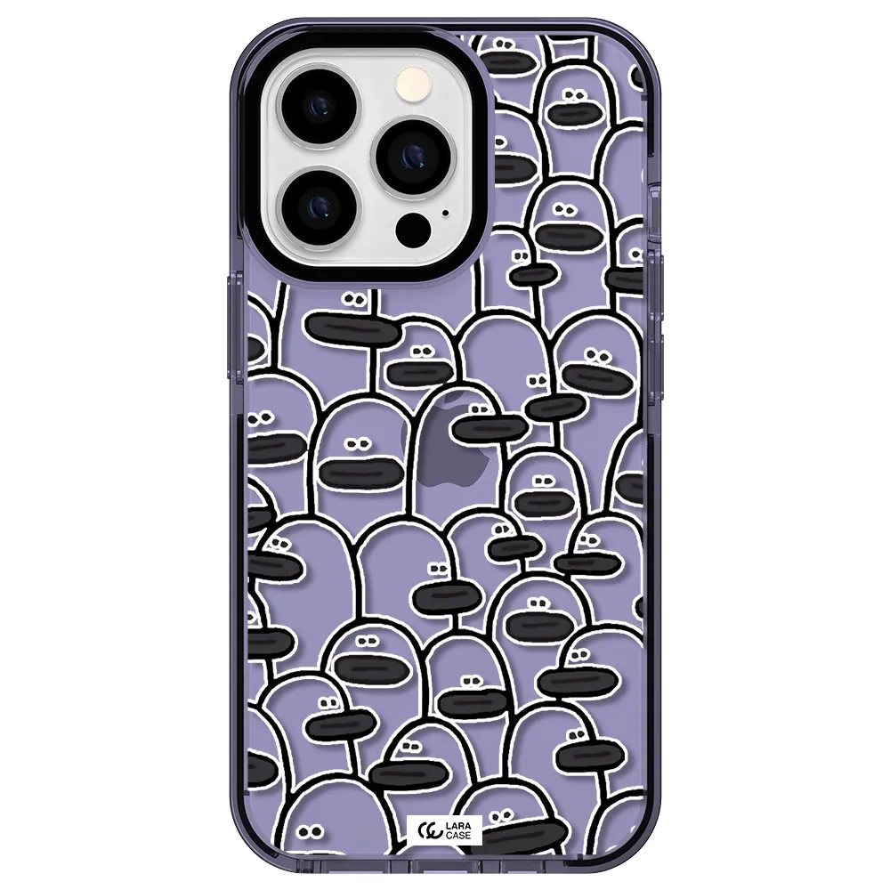 a group of white and black cartoon characters Apple iPhone 13 Pro impact Lilac Case